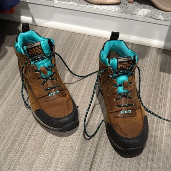 Ariat Teal and Brown Outdoor Boots - Picture 1 of 6